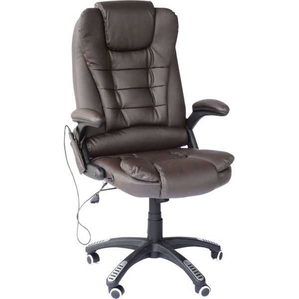 dechome ad0056 sedia ergonomica ufficio sedia da scrivania poltrona massaggiante direzionale con rotelle e braccioli reclinabile, girevole e regolabile in altezza colore marrone - ad0056
