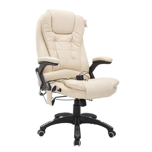 dechome ad0057 sedia ergonomica ufficio sedia da scrivania poltrona massaggiante direzionale con rotelle e braccioli reclinabile, girevole e regolabile in altezza colore beige - ad0057