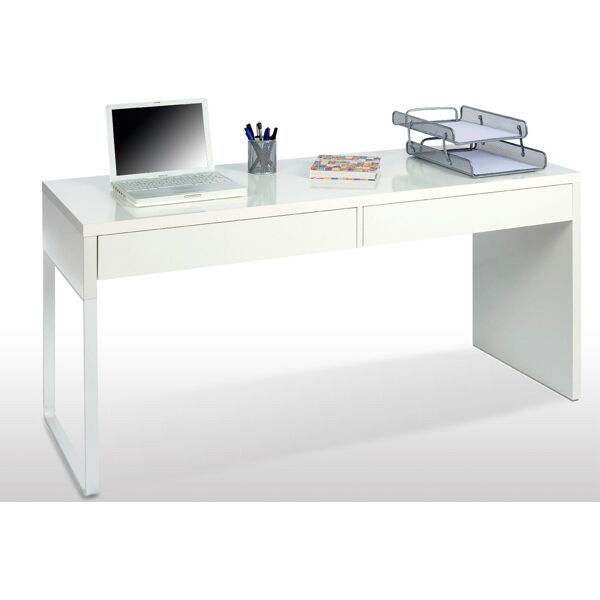 fores habitat 002315a scrivania ufficio con 2 cassetti 138x50xh75 cm colore bianco - 002315a linea touch