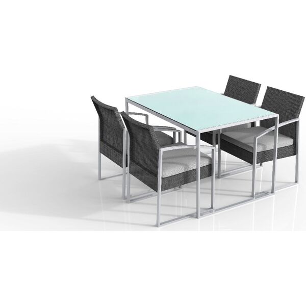 garden friend s1304592 set pranzo 5 pezzi: 1 tavolo + 4 sedie colore grigio - s1304592 bilbao