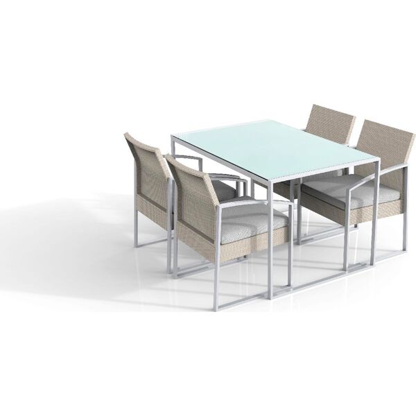 garden friend s1304593 set pranzo 5 pezzi: 1 tavolo + 4 sedie colore bianco - s1304593 bilbao