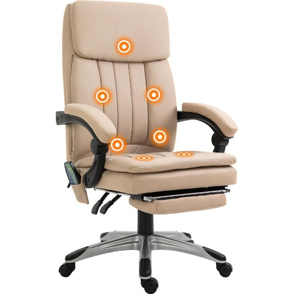 icon space 341v91e921 sedia ergonomica ufficio sedia da scrivania massaggiante direzionale con rotelle e braccioli reclinabile, girevole e regolabile in altezza con poggiapiedi colore beige - 341v91e921