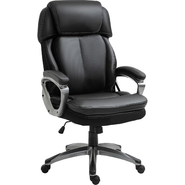 icon space 502bk/921 sedia ergonomica ufficio sedia da scrivania poltrona direzionale con rotelle e braccioli reclinabile, girevole e regolabile in altezza con poggiatesta colore nero - 502bk/921