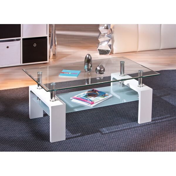 inter link 50100040 tavolino salotto con 2 ripiani 100x60x45h cm colore bianco - 50100040