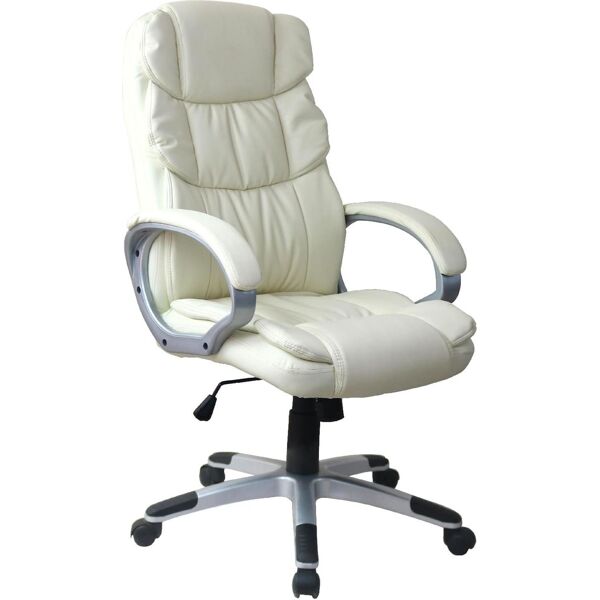 nbrand hw58635be sedia ergonomica ufficio sedia da scrivania poltrona direzionale con rotelle e braccioli girevole e regolabile in altezza colore bianco - hw58635be
