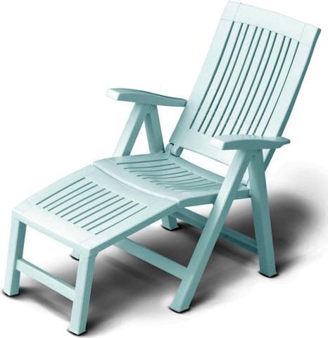 pas046 sdraio da giardino pieghevole sedia sdraio mare in plastica braccioli schienale regolabile e poggiapiedi colore bianco - pas046 lucrezia relax