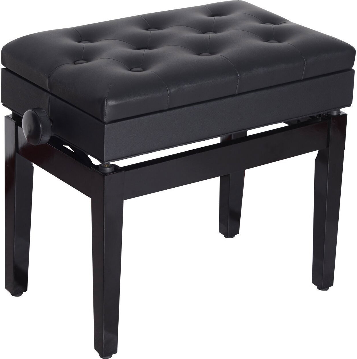 dechome d0710 sgabello panchetta panchina sedia per pianoforte con vano portaoggetti altezza regolabile 54.5x33x48-58 cm nero - d0710