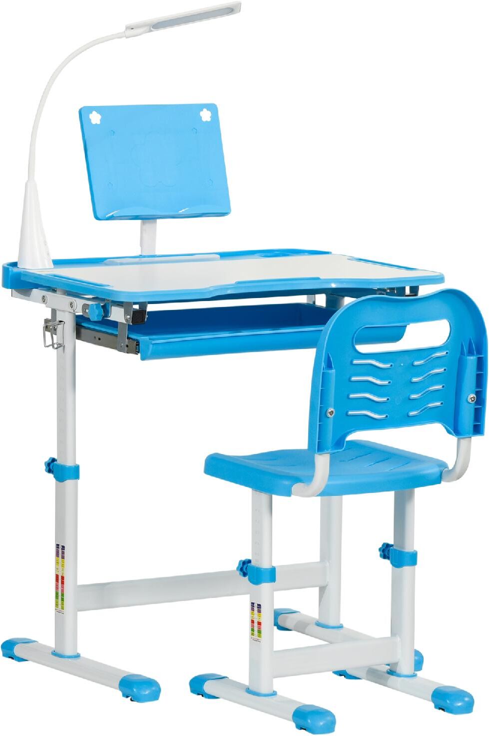 dechome 062bu312 banco scuola con sedia per bambini 6-12 anni altezza regolabile piano inclinabile colore blu - 062bu312