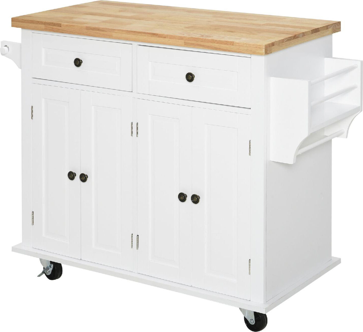 dechome 161wtek801 carrello da cucina portavivande con cassetti e portaspezie in legno e mdf 111x44.5x82.5 cm colore bianco - 161wtek801