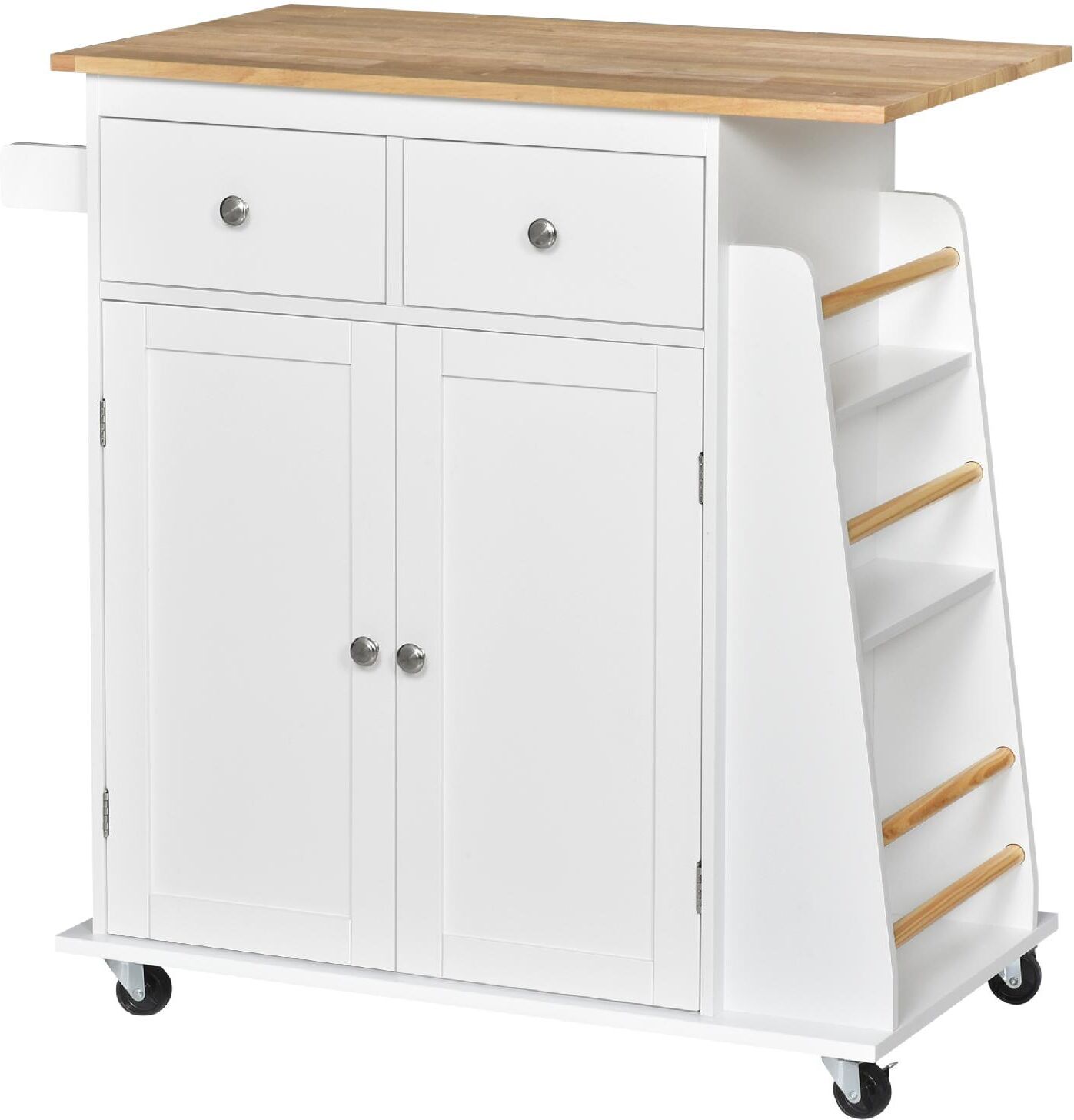 dechome 163801 carrello da cucina portaspezie a 3 livelli e 4 ruote in mdf e truciolato 89x45x89cm bianco - 163801