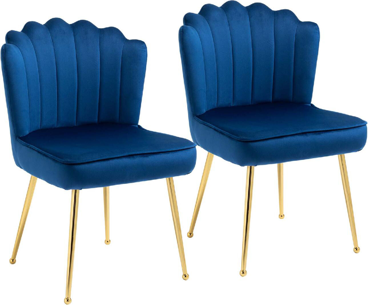 dechome 168db set 2 sedie moderne e imbottite per salotto o soggiorno con rivestimento effetto velluto 57x58x88 cm colore blu - 168db