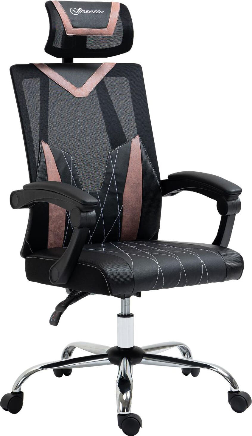 dechome 469pk sedia ergonomica ufficio sedia da scrivania direzionale con rotelle e braccioli reclinabile, girevole e regolabile in altezza colore nero - 469pk