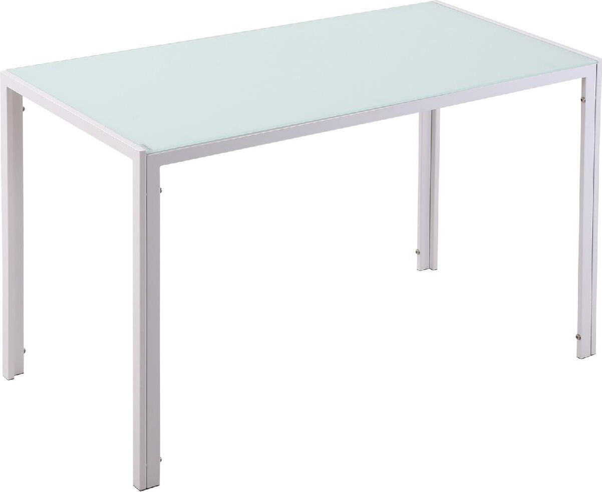 dechome 479wt/835 tavolo moderno rettangolare struttura in metallo e piano in vetro temperato bianco - 479wt/835