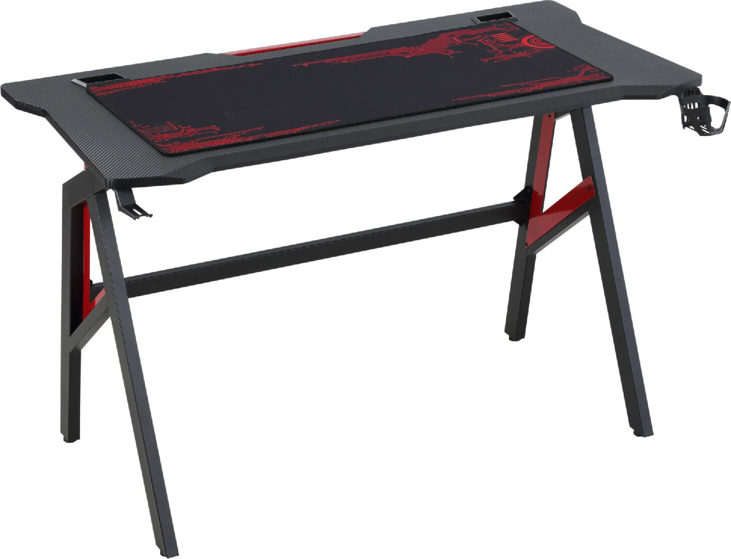 dechome 856dh98 scrivania gaming moderna per camera o ufficio con tappetino mouse maxi e accessori 120x58x75cm rosso/nero - 856dh98