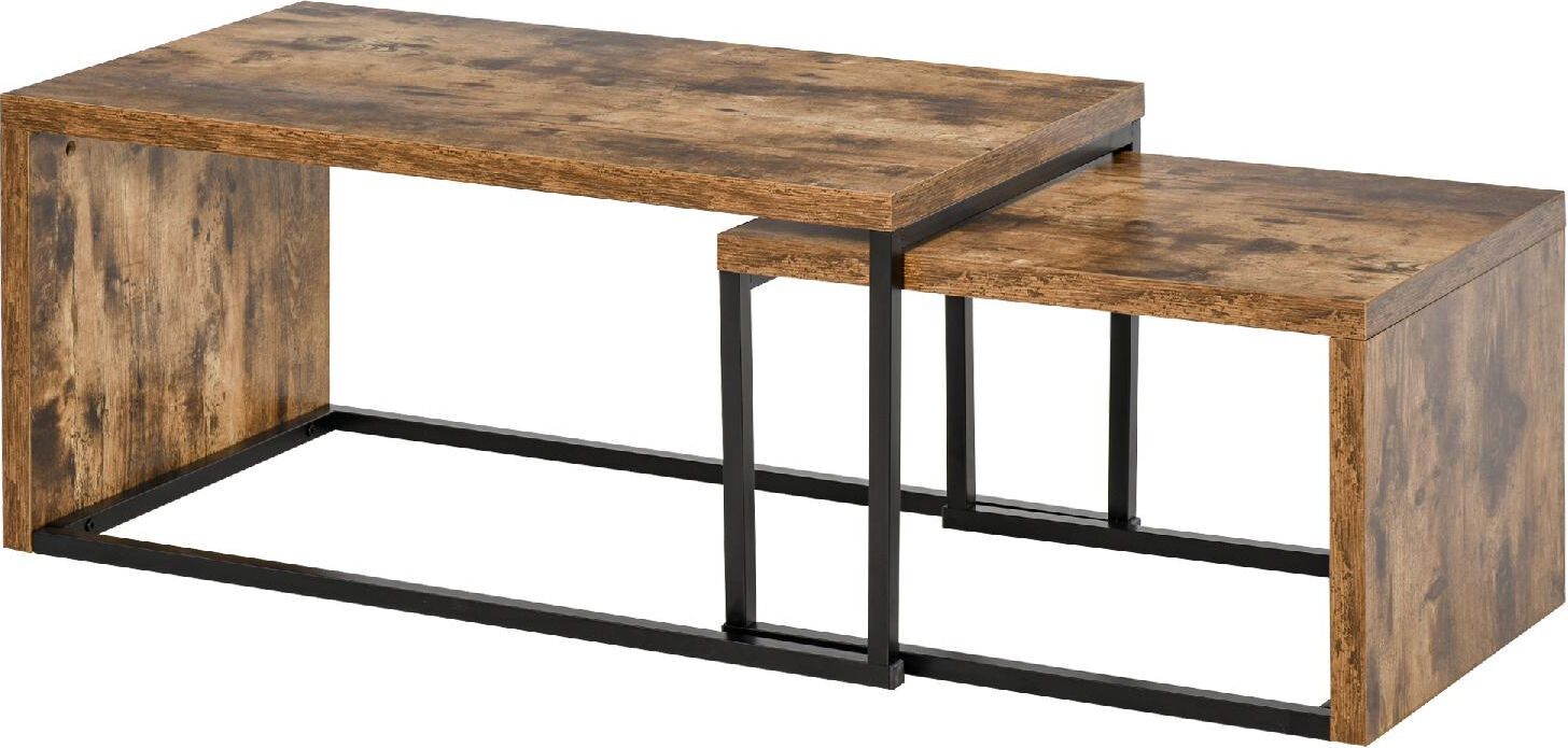 dechome 82/839 tavolini salotto in legno impilabili e salvaspazio in stile industriale legno mdf e metallo marrone e nero - 82/839