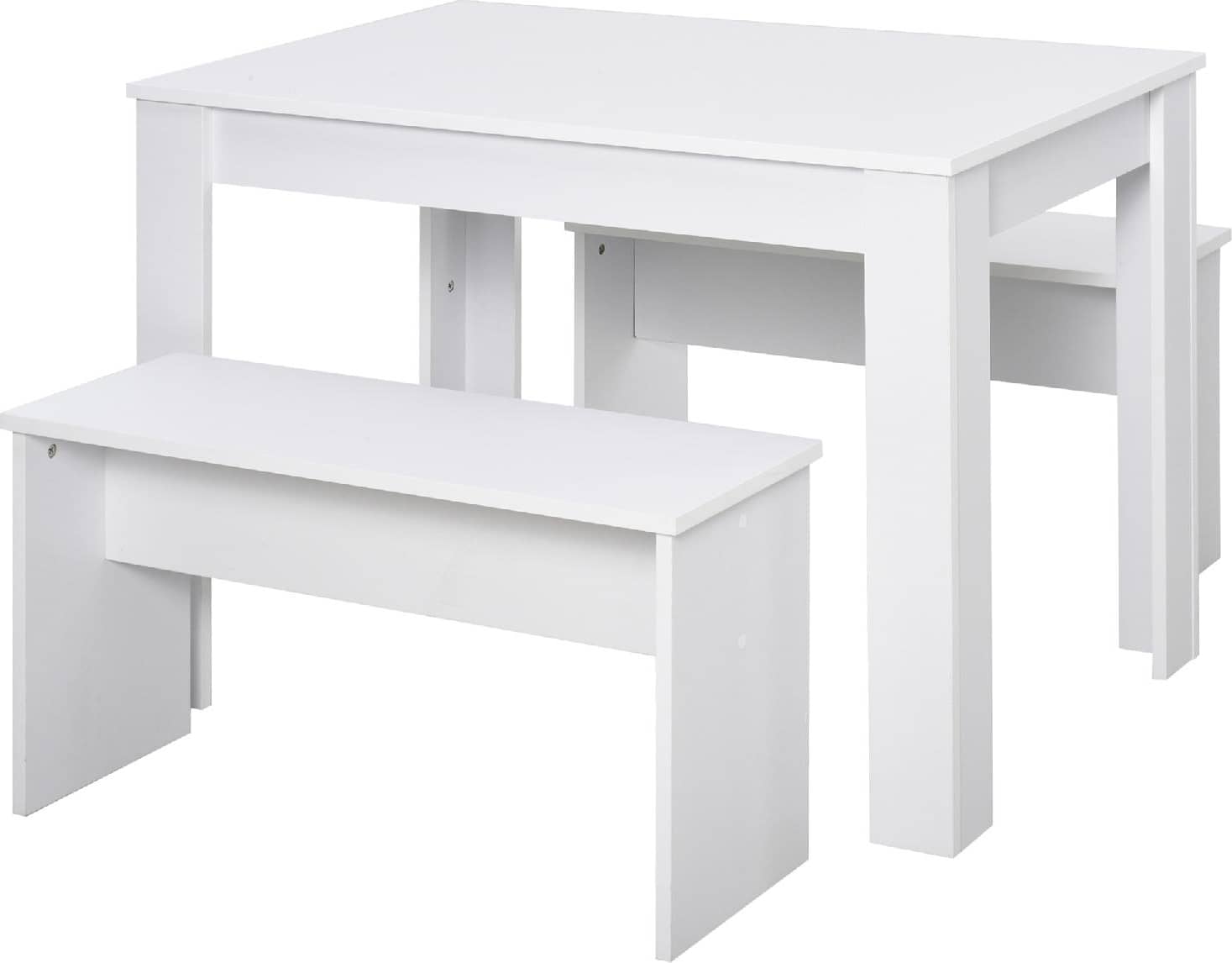 dechome 835d57 set da pranzo tavolino con 2 panche in stile moderno bianco 110 x 70 x 75cm - 835d57