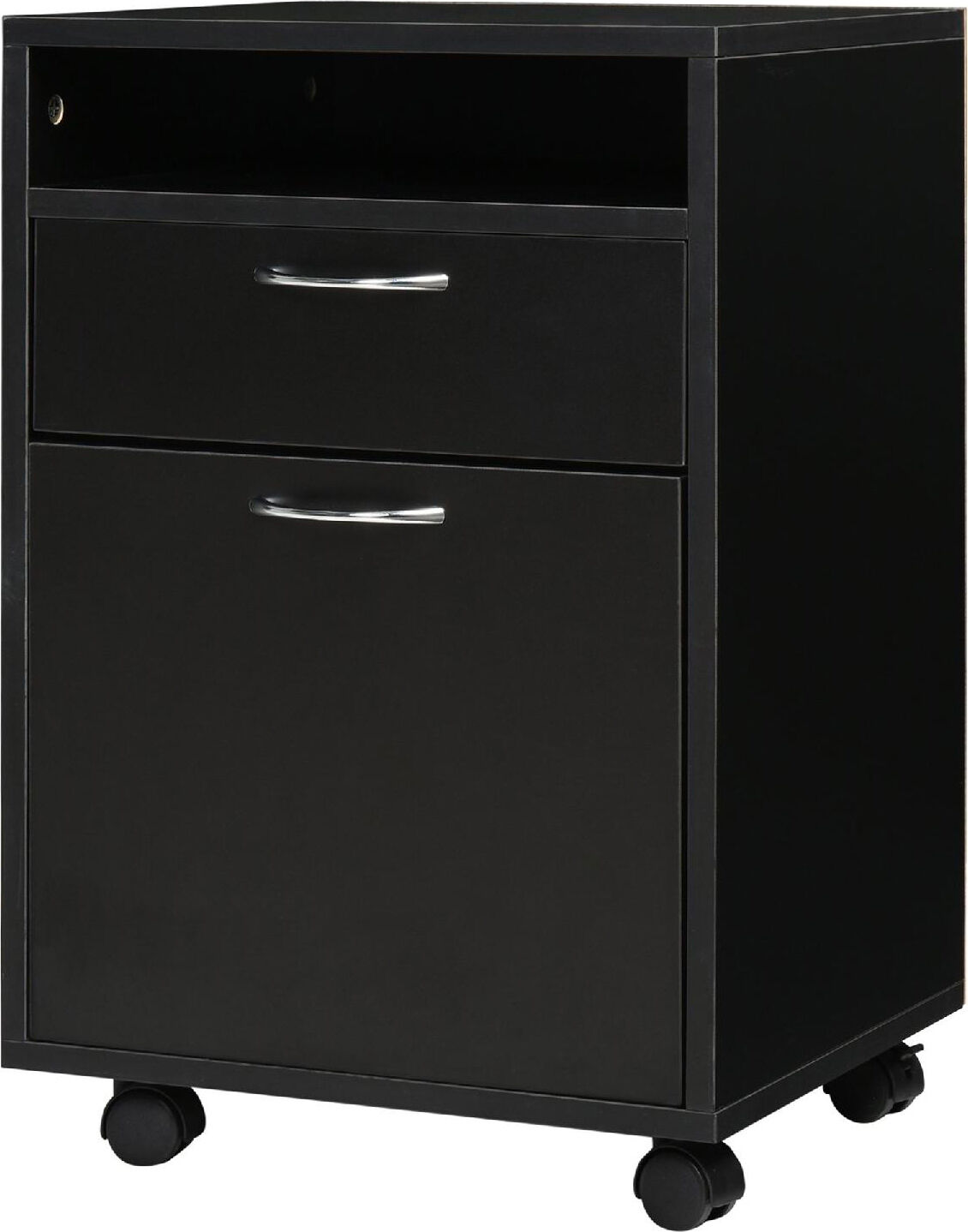 dechome 8360d7bk cassettiera portadocumenti da ufficio in legno con 2 cassetti e 4 ruote 40x35x60 cm colore nero - 8360d7bk
