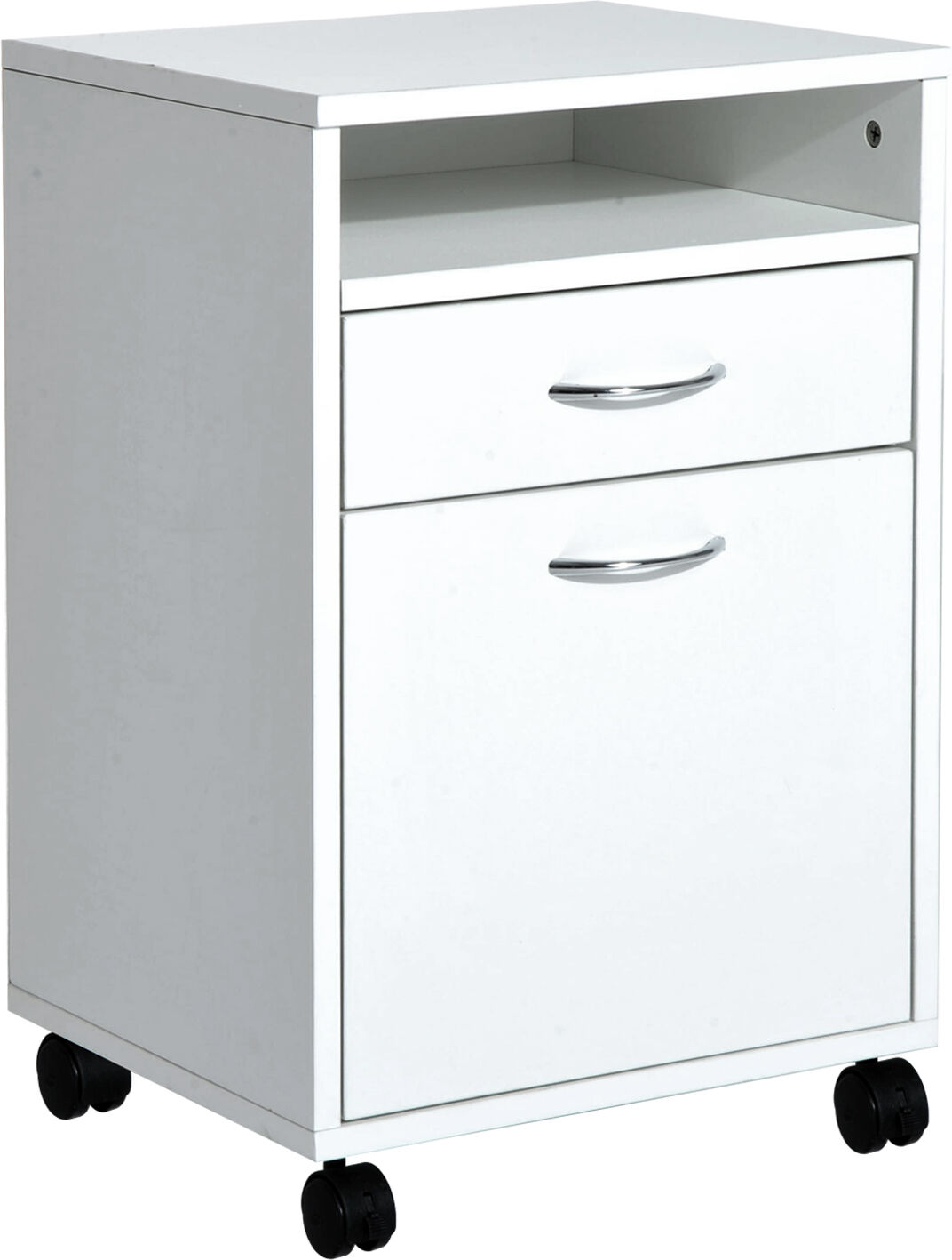 dechome 8360d7gt cassettiera portadocumenti da ufficio in legno con 2 cassetti e 4 ruote 40x35x60 cm colore bianco - 8360d7gt