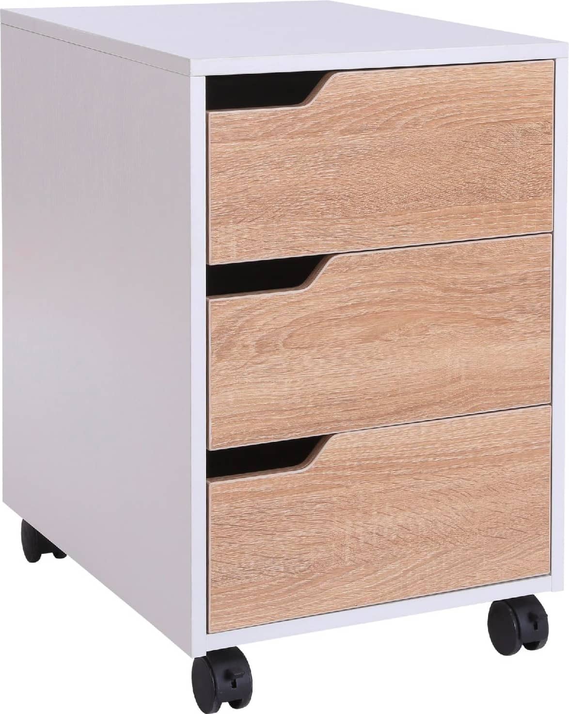 dechome 836048 cassettiera portadocumenti con 3 cassetti ruote a 360° max. 10 kg di legno bianco - 836048