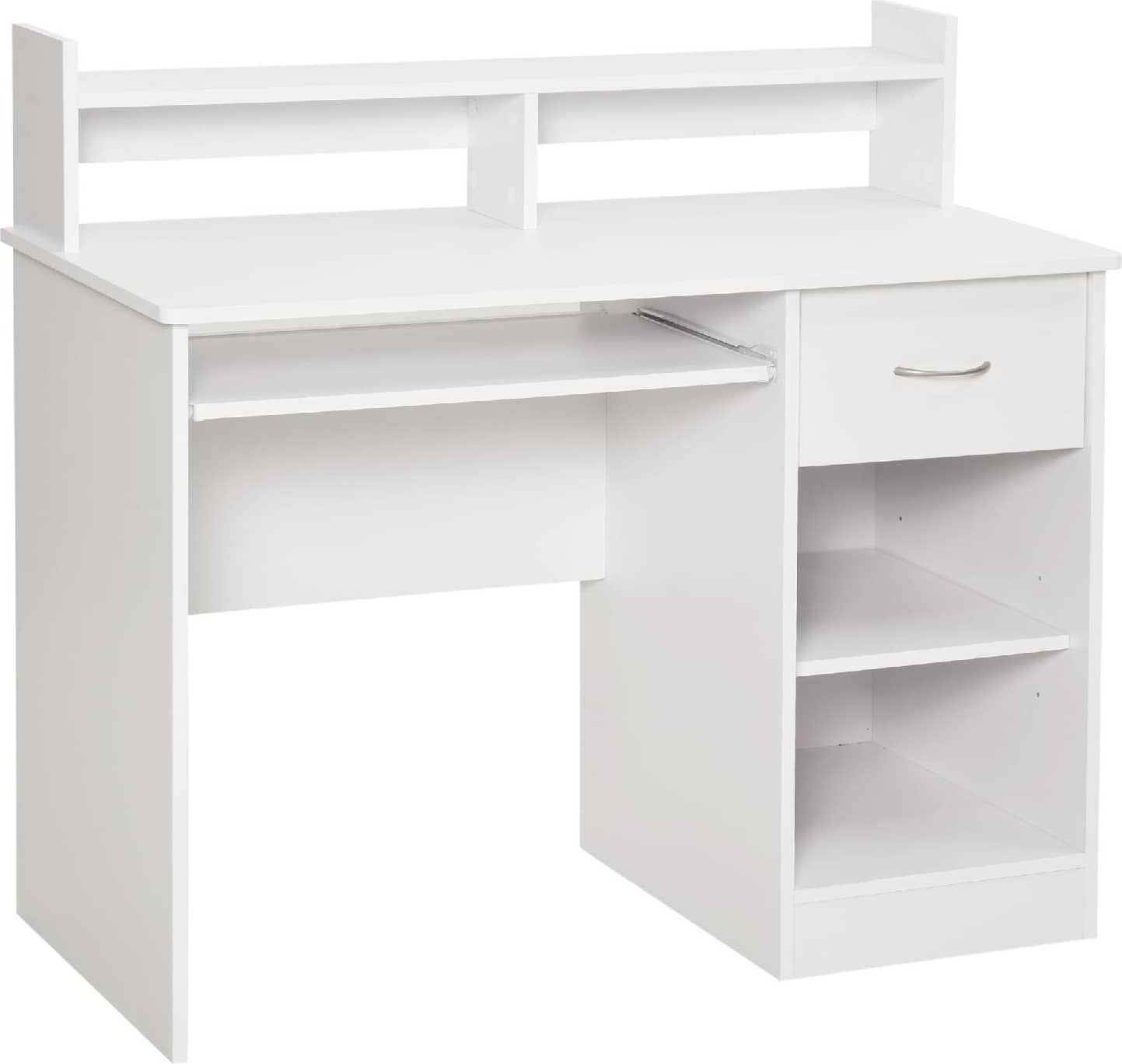 dechome 836d6dgt scrivania compatta per computer in legno bianco con ripiano tastiera estraibile - 836d6dgt