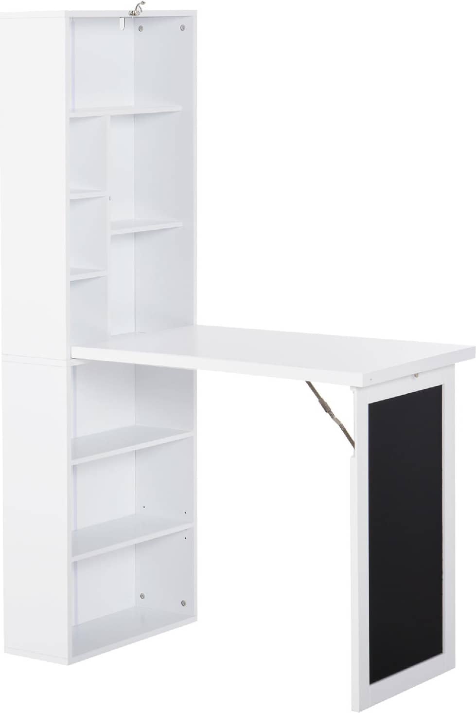 dechome 804dhwt2 scrivania pieghevole con libreria e lavagna per camera e ufficio bianco - 804dhwt2