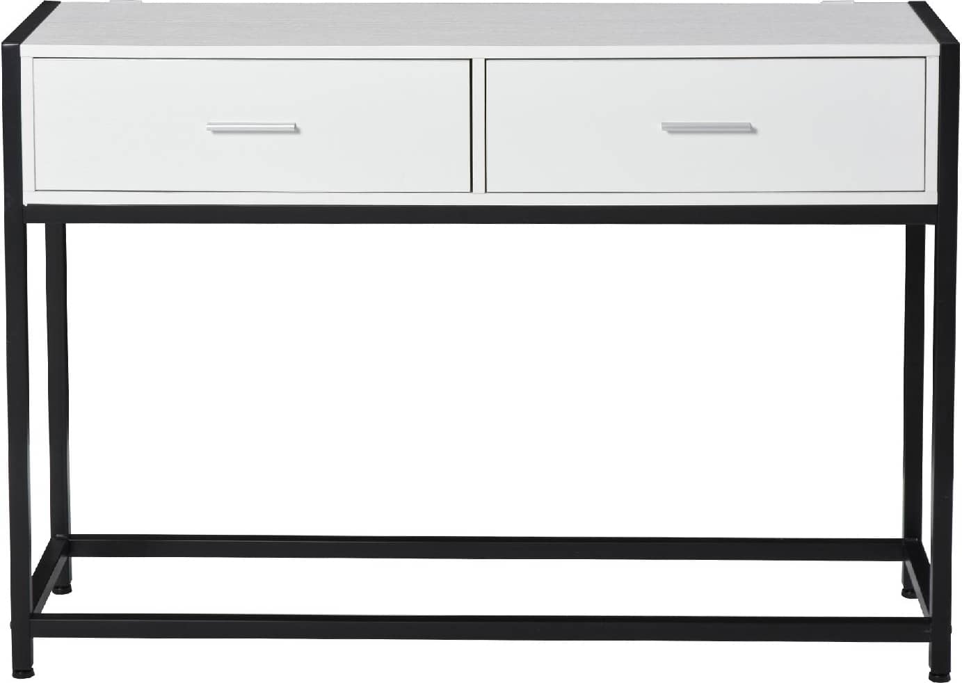 dechome 837055 tavolo consolle per ingresso con 2 cassetti in legno bianco e metallo nero - 837055