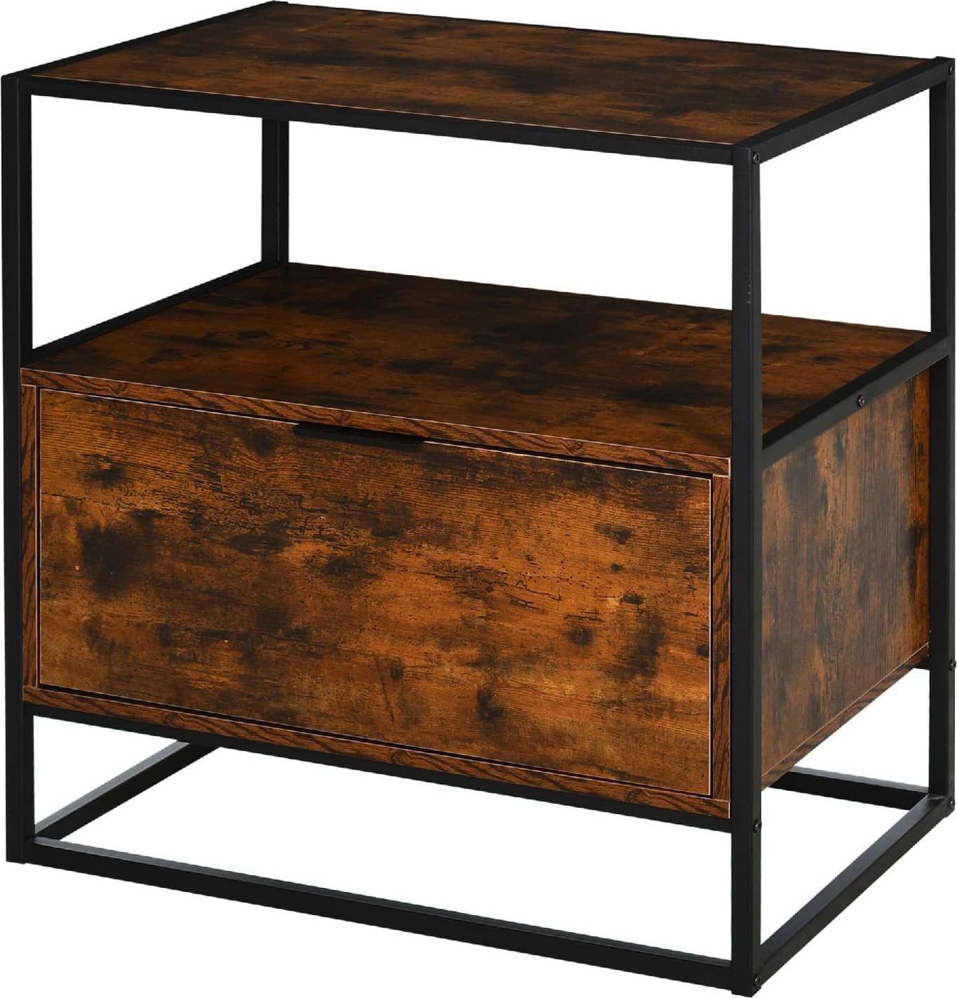 dechome 838035 tavolino salotto in legno moderno in legno marrone scuro telaio in nero - 838035