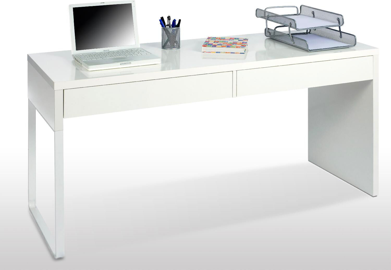 fores habitat 002315a scrivania ufficio con 2 cassetti 138x50xh75 cm colore bianco - 002315a linea touch