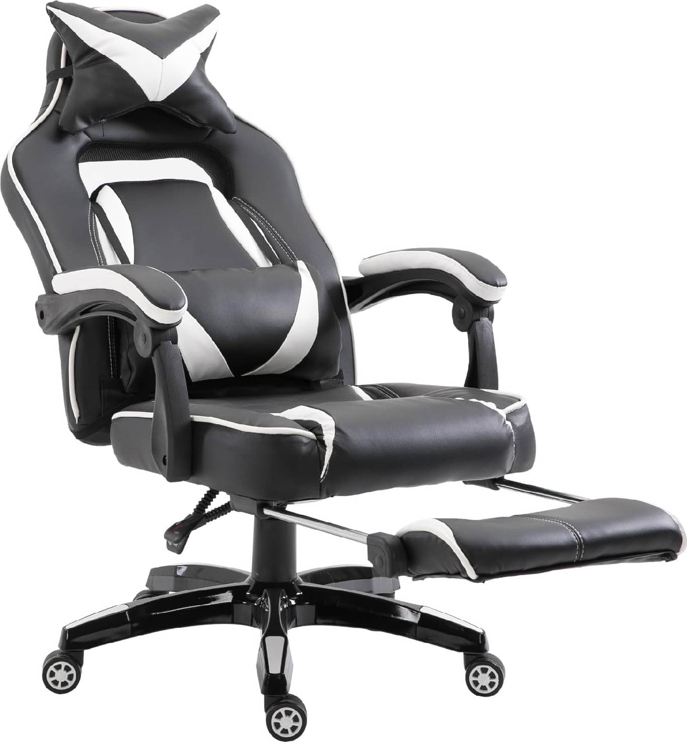 icon space 5d11d0gt sedia ergonomica da ufficio con rotelle in ecopelle bianco e nero - 5d11d0gt