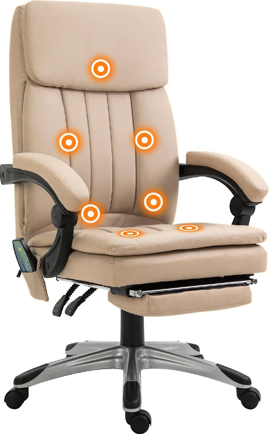 icon space 341v91e921 sedia ergonomica ufficio sedia da scrivania massaggiante direzionale con rotelle e braccioli reclinabile, girevole e regolabile in altezza con poggiapiedi colore beige - 341v91e921