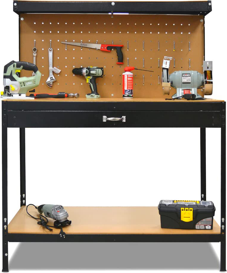 nbrand wb005 tavolo da lavoro banco lavoro in metallo 121x61x93/150h cm - wb005