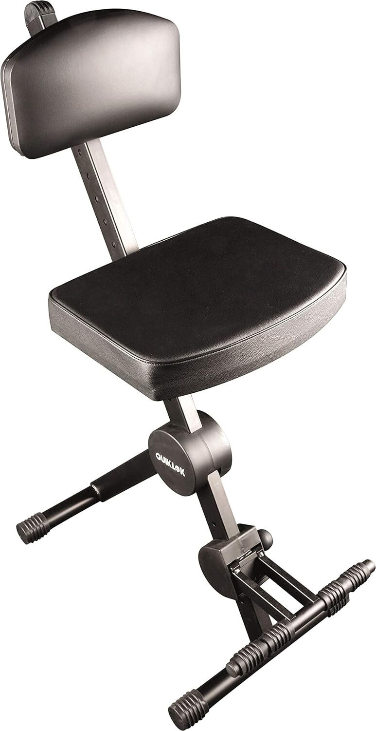 quiklok dx749 sgabello con schienale e poggiapiedi per chitarristi colore nero - dx749 music store stage stool