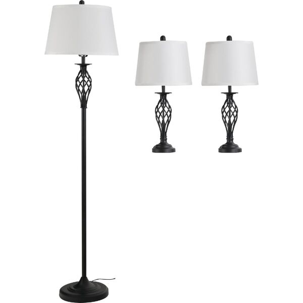 dechome b31175 lampade da tavolo da terra vintage 3 pezzi presa e27 design candeliere metallo - b31175