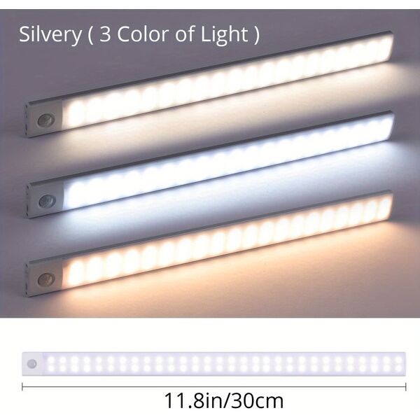 dechome uq02617_30 luce led per armadio attacco magnetico ricaricabile 30 cm colore argento - uq02617