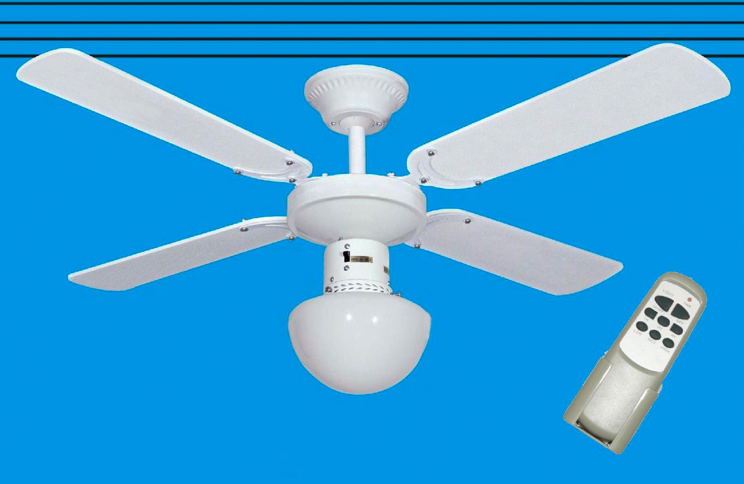 concord ws42-4c1l ventilatore da soffitto con luce e telecomando 4 pale Ø 105 cm lampadario 3 velocità colore bianco - ws42-4c1l