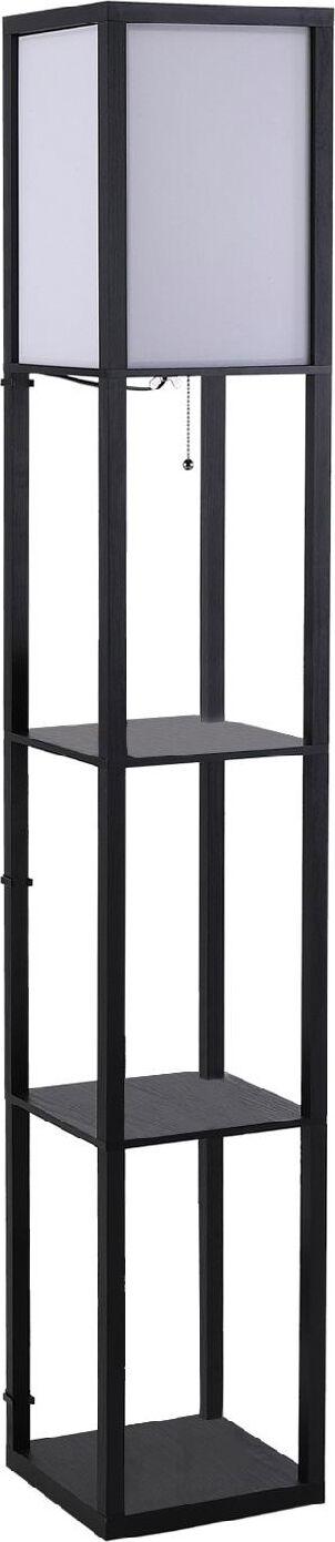 dechome 8336d3 lampada da terra con libreria 3 livelli nero 26x26x160 cm - 8336d3