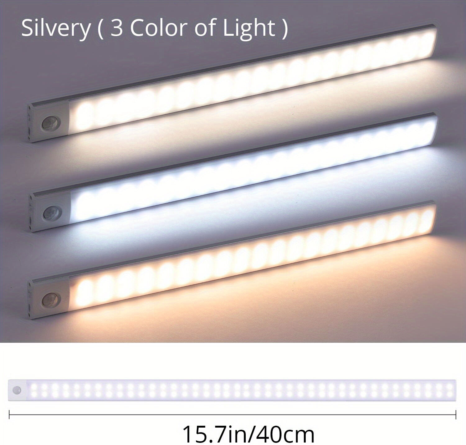 dechome uq02617_40 luce led per armadio attacco magnetico ricaricabile 40 cm colore argento - uq02617