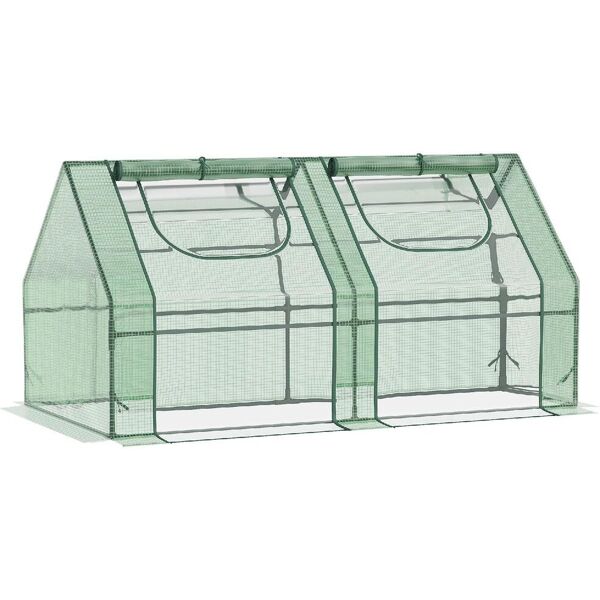 dechome 418v01845 serra per piante orto con 2 coperture in pe e pvc struttura in acciaio verde 180x90x90cm - 418v01845