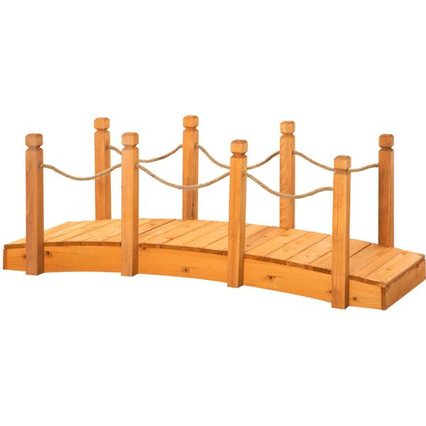 dechome 457844 ponticello di legno da esterni con sponde in canapa struttura in legno d'abete 150x58x58.5cm arancione - 457844