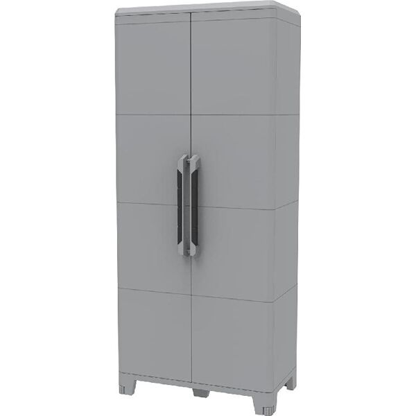 terry 1002905 armadio da esterno armadietto 2 ante 3 ripiani in resina cm 78x43x184 h colore grigio - 1002905 modular 3