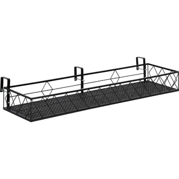 dechome 600v01845 fioriera da esterno portavasi con ganci per ringhiera balcone in metallo 100x31x12cm nero - 600v01845