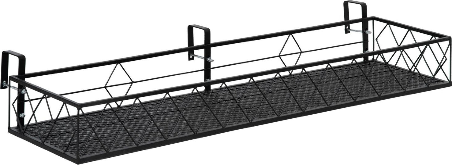 dechome 600v01845 fioriera da esterno portavasi con ganci per ringhiera balcone in metallo 100x31x12cm nero - 600v01845