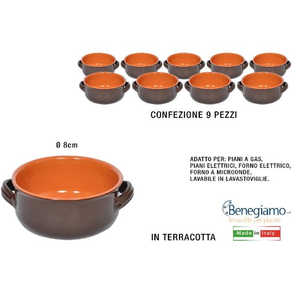 benegiamo ne150 tegamino familia terracotta cm 8 confezione 9 pezzi - ne150