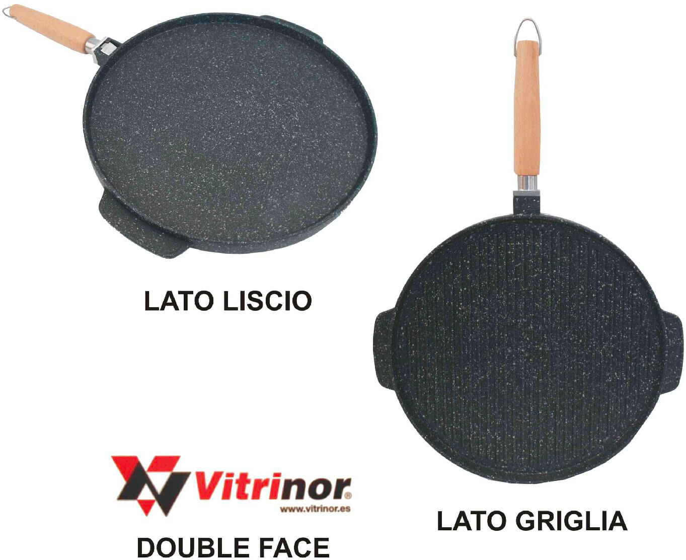 vitrinor vi241441 piastra pietra tonda cm 28 1 manico legno per induzione - vi241441