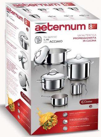 aeternum Y0dvset008 Set Pentole Batteria 8 Pezzi In Acciaio Inox - Divina - Y0dvset008 aeternum Y0dvset008 Set Pentole Batteria 8 Pezzi In Acciaio Inox - Divina - Y0dvset008