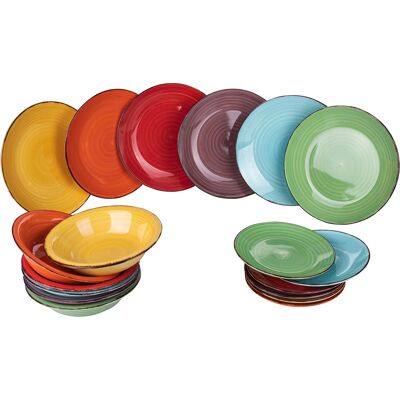 Set di stoviglie in ceramica dipinta a mano Villa d'Este - Colorato per 6 persone 18 pezzi Set di stoviglie in ceramica dipinta a mano Villa d'Este - Colorato per 6 persone 18 pezzi
