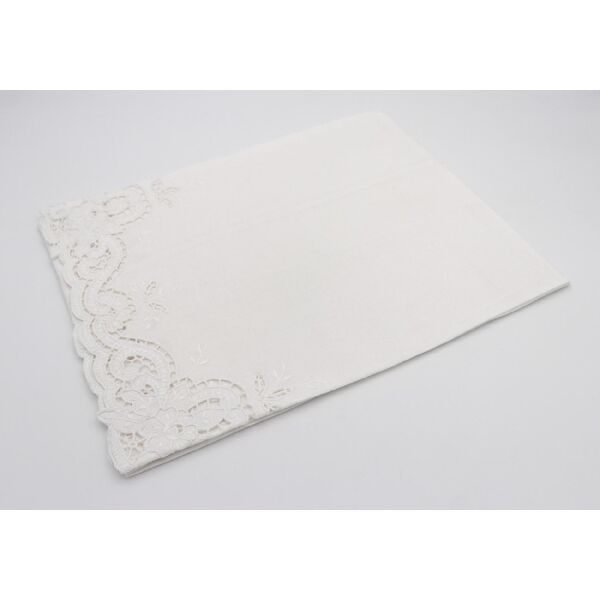 blanco gfl053 asciugamano in puro lino con ricamo a mano e intagli set asciugamani 1+1 colore bianco - nb1442