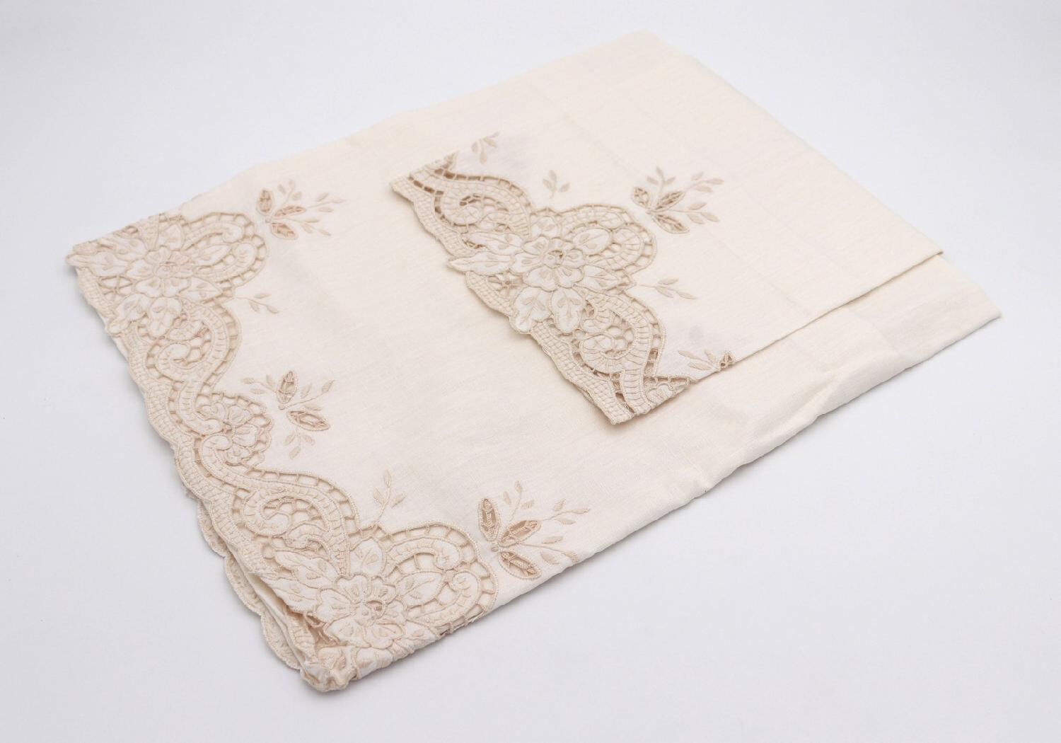 blanco gfl038 asciugamano in puro lino con ricamo a mano e intagli set asciugamani 1+1 colore ecrù - nb1442
