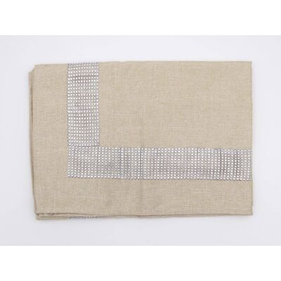 Blanco Ggc648-Lbeige Tovaglia 12 Posti Con Bordo Elegante Di Strass Colore Light Beige - New Diamond Blanco Ggc648-Lbeige Tovaglia 12 Posti Con Bordo Elegante Di Strass Colore Light Beige - New Diamond