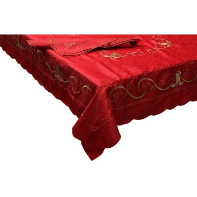 elite Mh05a2006-R - 180 / Rosso Tovaglia Natalizia Ricamata 8 Posti Per Tavolo Tondo Ø 180 Cm + 8 Tovaglioli Con Fantasia Jacquard Colore Rosso - Mh05a2006 elite Mh05a2006-R - 180 / Rosso Tovaglia Natalizia Ricamata 8 Posti Per Tavolo Tondo Ø 180 Cm + 8 Tovaglioli Con Fantasia Jacquard Colore Rosso - Mh05a2006
